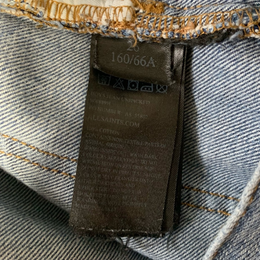All Saints Frayed Raw Hem Denim Boyfriend Jeans Boys Jean Unpicked Size 26 - Picture 15 of 16